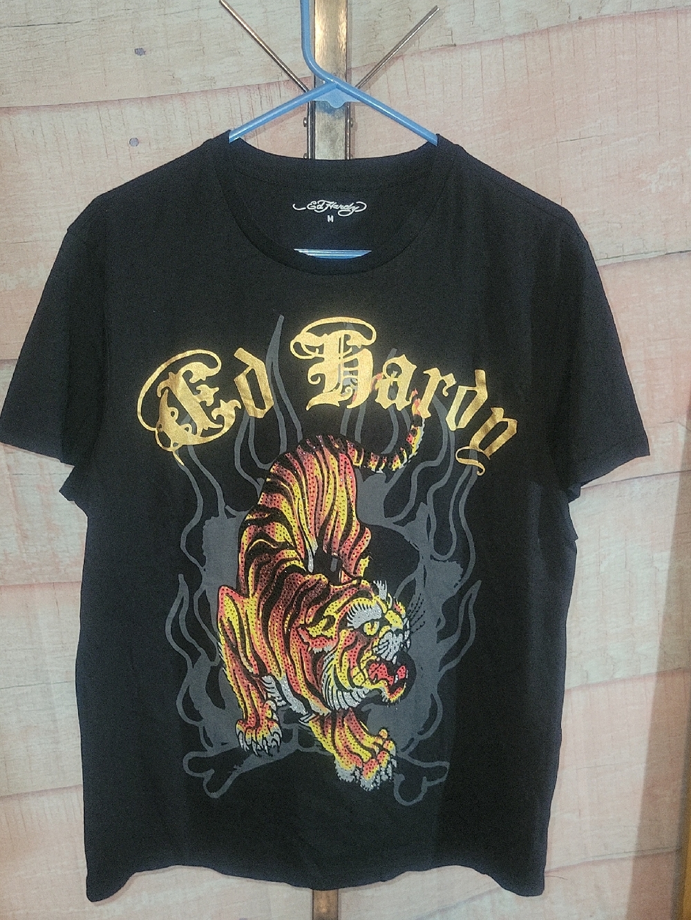 Ed Hardy Tiger Bedazzled Graphic Design Tshirt
